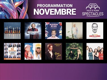 La programmation de novembre de Ville d'Alma Spectacles