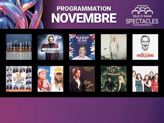 La programmation de novembre de Ville d'Alma Spectacles