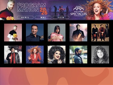 La programmation d'avril, mai et juin de Ville d'Alma Spectacles