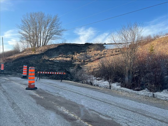 Une portion du rang Belle-Rivière fermée jusqu’à nouvel ordre